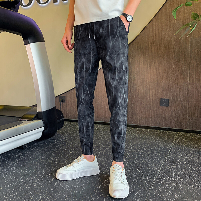 Μαύρο/λευκό καλοκαιρινό ριγέ στάμπες Casual παντελόνι Harem για άντρες Ρούχα 2024 Παντελόνι Joggers 36-28 με μήκος στον αστράγαλο