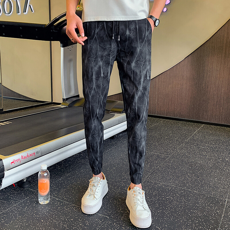 Μαύρο/λευκό καλοκαιρινό ριγέ στάμπες Casual παντελόνι Harem για άντρες Ρούχα 2024 Παντελόνι Joggers 36-28 με μήκος στον αστράγαλο