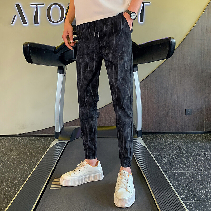 Μαύρο/λευκό καλοκαιρινό ριγέ στάμπες Casual παντελόνι Harem για άντρες Ρούχα 2024 Παντελόνι Joggers 36-28 με μήκος στον αστράγαλο