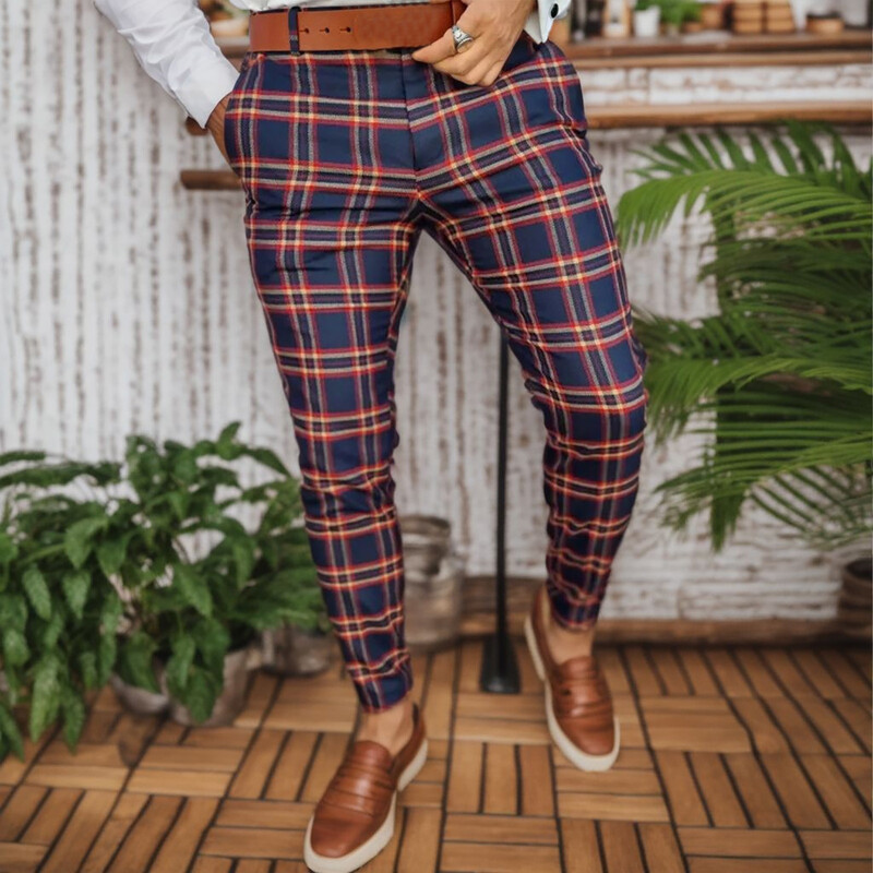 Ανδρικά παντελόνια Casual Slim Fit Stripe Business Επίσημο Παντελόνι Ανδρικά Ρούχα Καρό Παντελόνι Μολύβι Office Skinny Long Straight Joggers