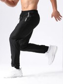 Pantaloni casual din mătase de gheață pentru bărbați, vară, cu uscare rapidă, cu aer condiționat, pantaloni largi, drepti, pantaloni sport cu elastic înalt, culoare solidă