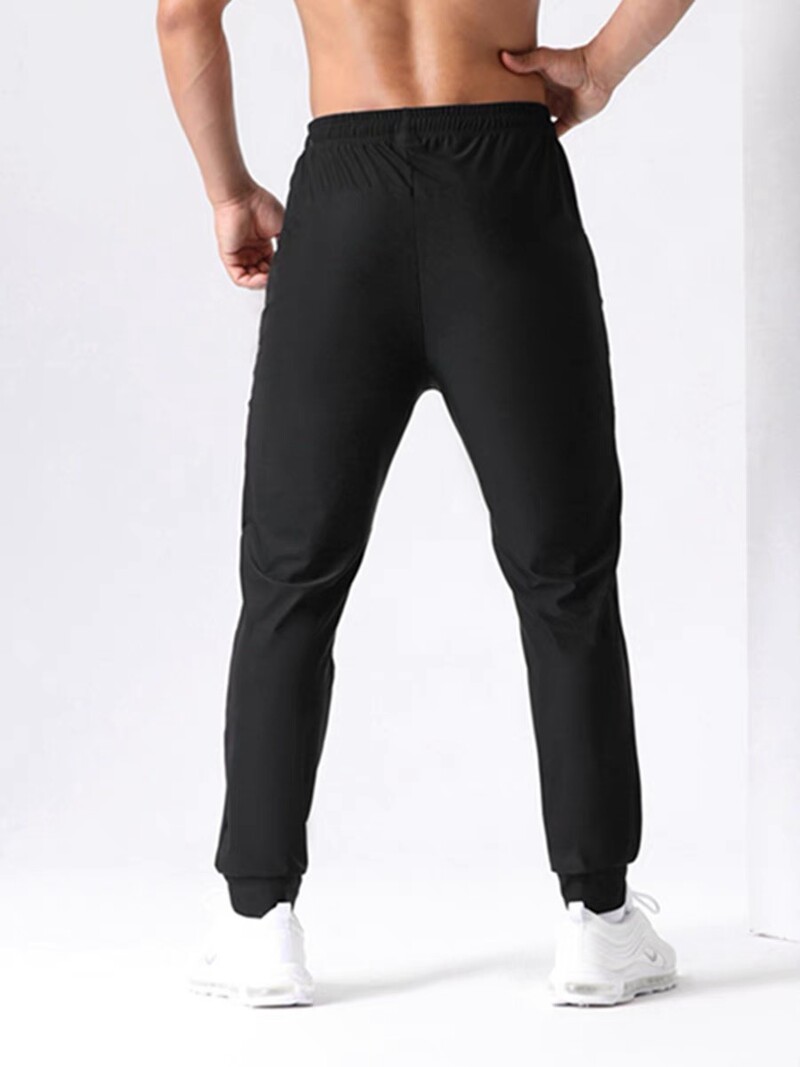 Pantaloni casual din mătase de gheață pentru bărbați, vară, cu uscare rapidă, cu aer condiționat, pantaloni largi, drepti, pantaloni sport cu elastic înalt, culoare solidă