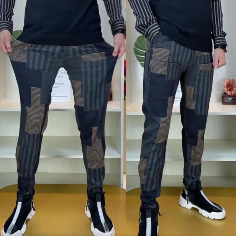 Φθινοπωρινό χειμερινό κορεάτικο φούτερ παντελόνι Casual Παντελόνι Ανδρικό ελαστικό πλάτος καρό με έξι τσέπες παντελόνι χαρέμι Τζόγκερ παντελόνι