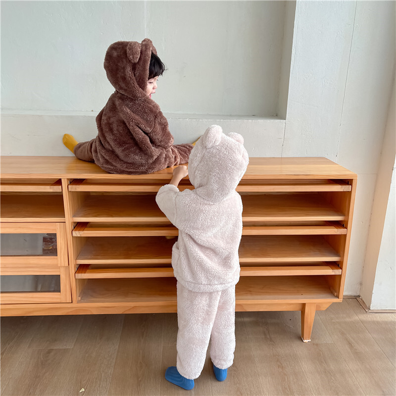 Φθινοπωρινό χειμωνιάτικο σετ βρεφικών ρούχων Ζεστό φλις κουκούλες Παντελόνι Παιδικά σετ ρούχων με κουκούλα Παιδικά σαλονάκια Κοστούμια για αγόρια κορίτσια