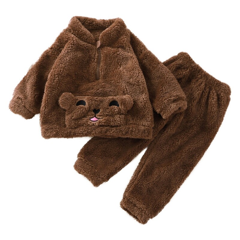 Φθινοπωρινά παιδικά σετ Βρεφικά χειμωνιάτικα κινούμενα σχέδια Turtlenneck Plus Χοντρή φανέλα φλις διακόσμηση με τσέπη Μπλουζάκια παντελόνια Παιδική ζεστή στολή