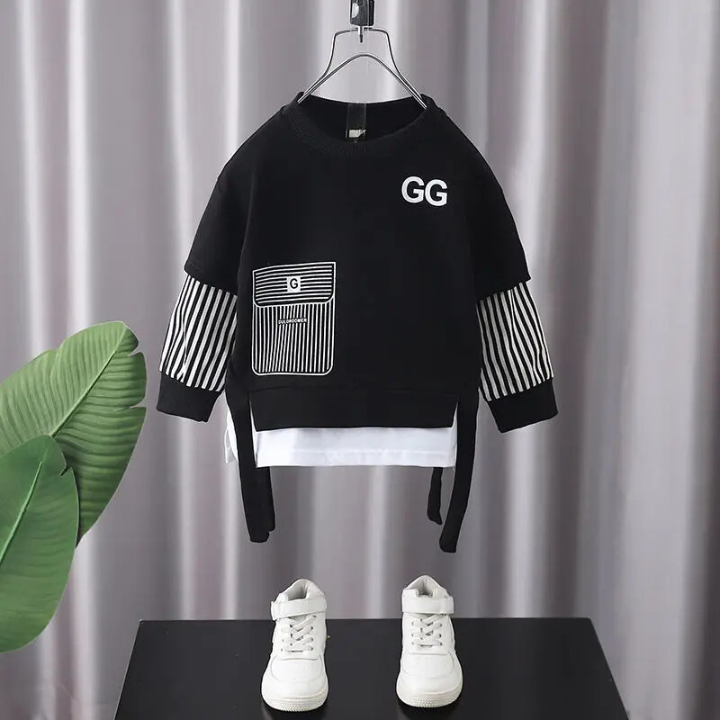 Proljeće Jesen Odijelo za dječake Dvodijelni Illusion Sweatshirt Hlače za slobodno vrijeme Dječja sportska odjeća za srednju do veliku djecu
