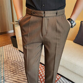 2024 Moda de vară Design cu centură Pantaloni de costum cu talie înaltă Culoare uni Business Slim Fit Formal Nunta Rochie socială Pantaloni glezne 38-28