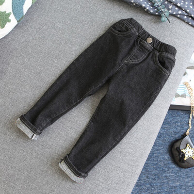 Mazuļi Bērni Pavasaris Rudens Ziemas Biezi Silti Džinsi Ar Flīsu 1-7 Gadiem Zēni Meitenes Ikdienas Džinsu Bikses Bērni Bērnu Bikses