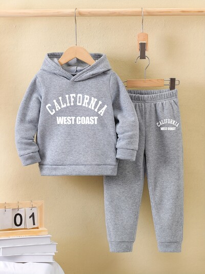 2 kompleta Jesen i zima nova ležerna udobna sportska topla majica s kapuljačom i trenirka s printom za dječake