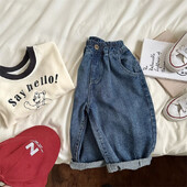 Αγόρια Jean Παντελόνι Μακρύ Παντελόνι Βαμβάκι 2024 Αξιαγάπητο Άνοιξη Φθινόπωρο Βρεφικά Παιδικά Παντελόνια Έφηβοι Υπερβολικά Παιδικά Ρούχα