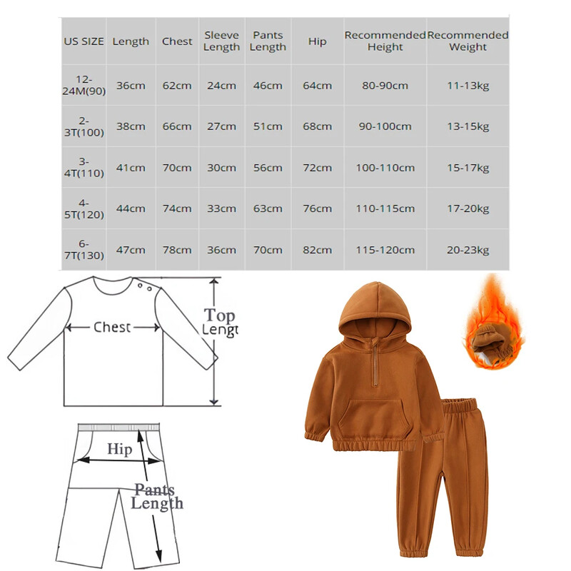 2023 copii fleece băieți fete haine cu glugă din bumbac solid cu mâneci lungi, pantaloni groși, costum pentru copii pentru ținute calde pentru adolescenți coreeni