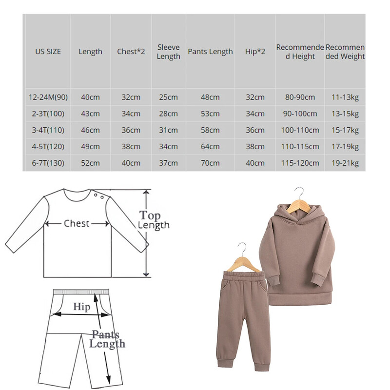 2023 copii fleece băieți fete haine cu glugă din bumbac solid cu mâneci lungi, pantaloni groși, costum pentru copii pentru ținute calde pentru adolescenți coreeni
