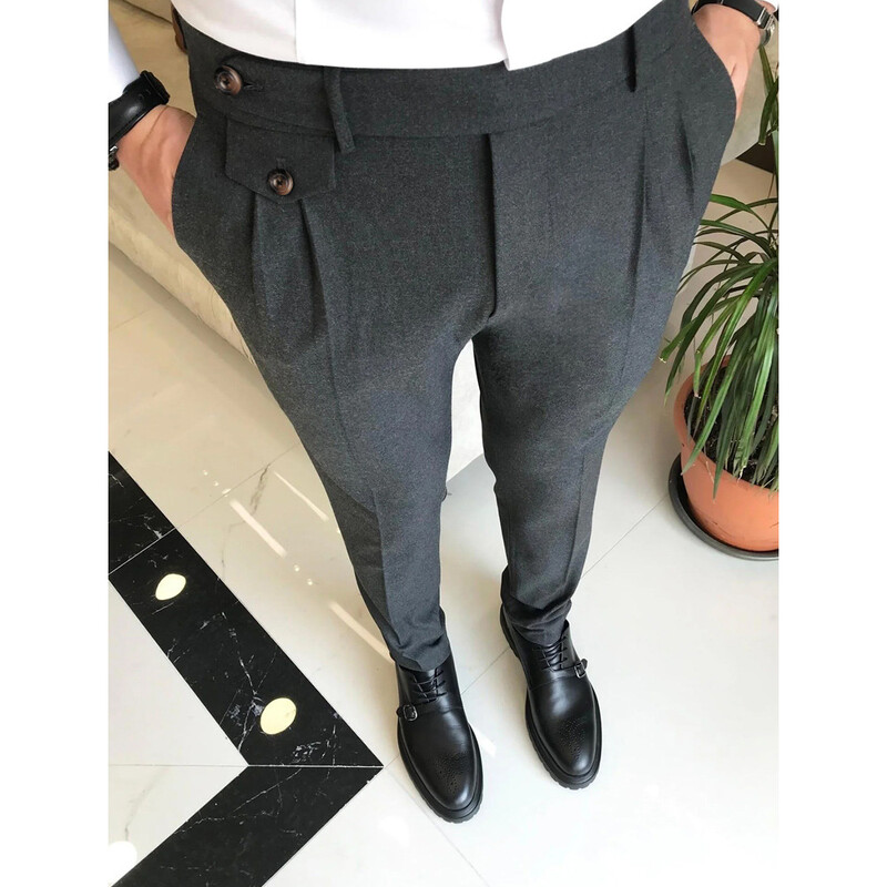 Moda în Europa și Statele Unite Afaceri Pantaloni noi pentru bărbați Culoare uni Pantaloni subțiri ocazional Patru anotimpuri Confortabil Conic