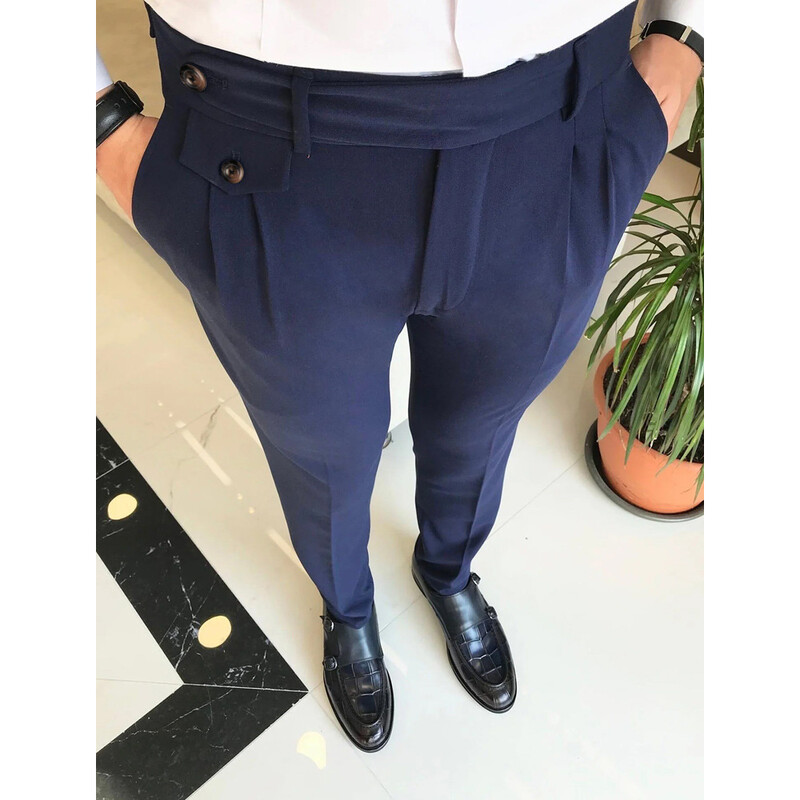Moda în Europa și Statele Unite Afaceri Pantaloni noi pentru bărbați Culoare uni Pantaloni subțiri ocazional Patru anotimpuri Confortabil Conic
