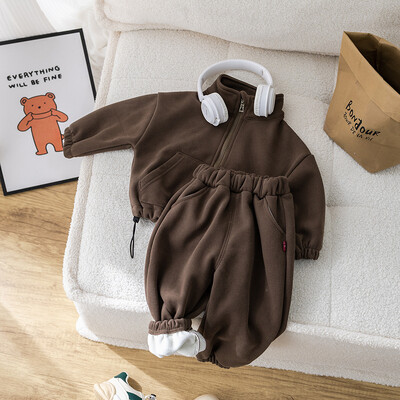 IYEAL Παιδικά Σετ Βρεφικών Ρούχων Winter Fleece Casual 2 ΤΕΜ. Παιδικά Σετ Αθλητικό κοστούμι για κορίτσια Αγόρια Ρούχα Παλτό+Παντελόνι 1-6 ετών