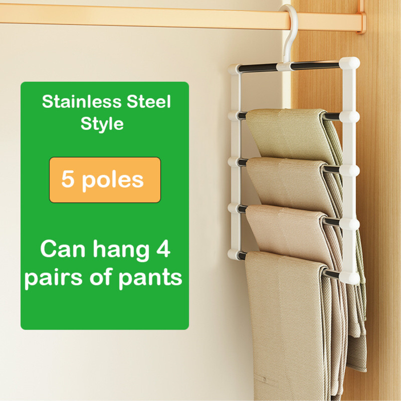 Υψηλής ποιότητας κρεμάστρα παντελονιών 5 στρώσεων Πτυσσόμενη ανθεκτική κρεμάστρα ρούχων Organizer κρεμάστρα από ανοξείδωτο χάλυβα Magic παντελόνι