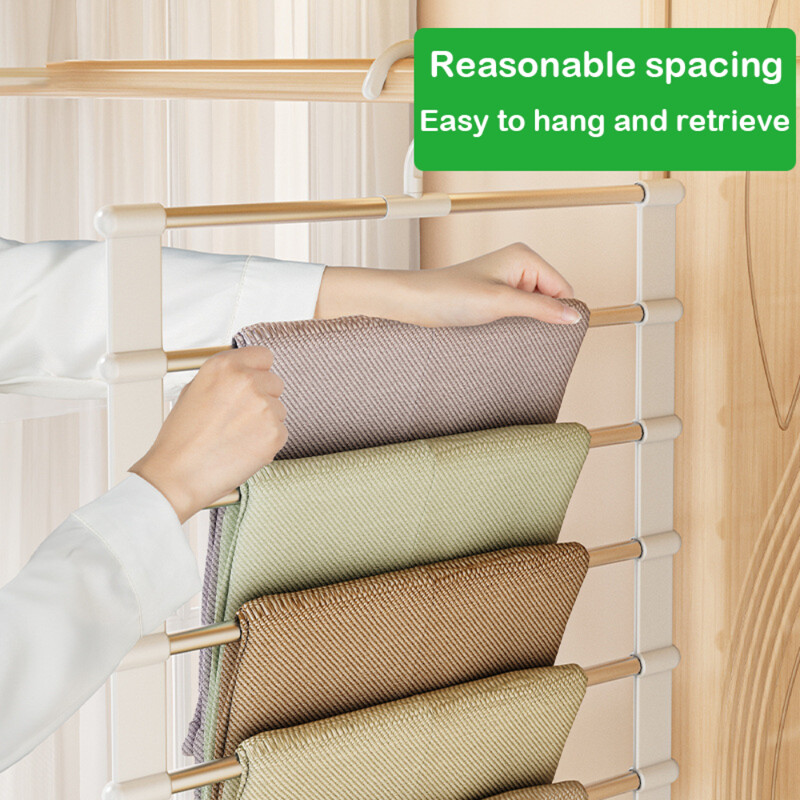 Υψηλής ποιότητας κρεμάστρα παντελονιών 5 στρώσεων Πτυσσόμενη ανθεκτική κρεμάστρα ρούχων Organizer κρεμάστρα από ανοξείδωτο χάλυβα Magic παντελόνι