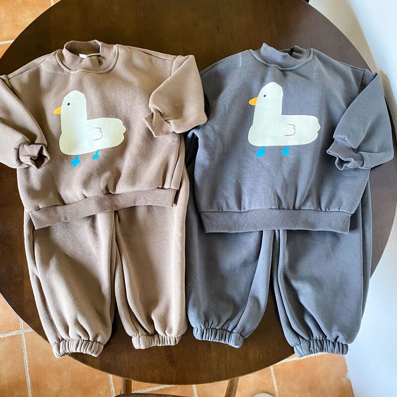 Copii Băieți Toamnă Iarnă Set de haine 2BUC Bumbac desen animat catifea Hanorac pentru petrecere a timpului liber Pantaloni sport Costum Copii Bebeluși Băieți