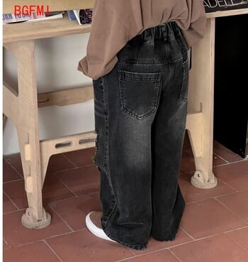 2-9Y Girl Boys Loose Casual Jeans Άνοιξη και Φθινόπωρο Νέο Παιδικό Vintage Μακρύ Παντελόνι Παιδικό Αγόρι Μαύρο ίσιο παντελόνι