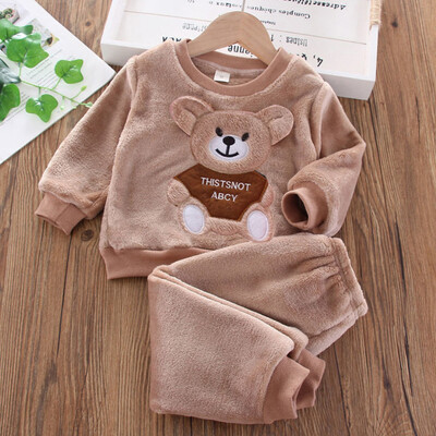 Βρεφικά αγόρια για κορίτσια βελούδινα ζεστά αρκουδάκια χειμωνιάτικα μπλουζάκια με κουκούλα Εξωτερικά μπουφάν Παλτό Παντελόνι Παιδικά Παιδικά Σετ ρούχων