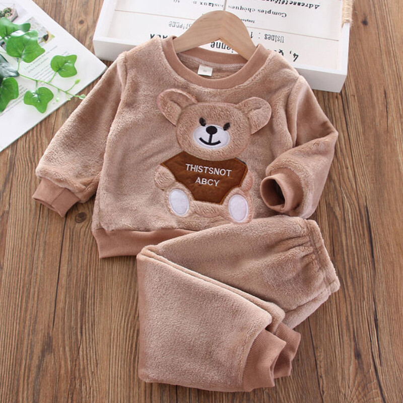 Βρεφικά αγόρια για κορίτσια βελούδινα ζεστά αρκουδάκια χειμωνιάτικα μπλουζάκια με κουκούλα Εξωτερικά μπουφάν Παλτό Παντελόνι Παιδικά Παιδικά Σετ ρούχων