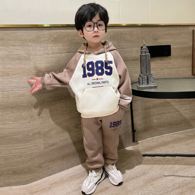 Haine elegante pentru copii pentru băieți, colecția de primăvară-toamnă 2023, noua ținută de iarnă, căptușită cu lână, costum sport, lână pentru bebeluși