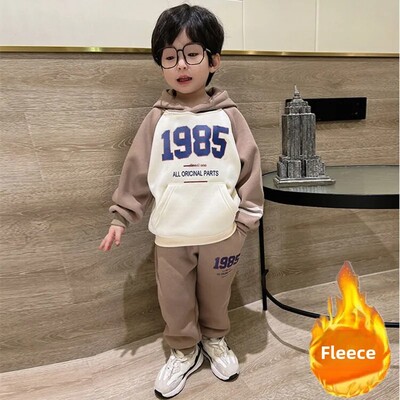 Haine elegante pentru copii pentru băieți, colecția de primăvară-toamnă 2023, noua ținută de iarnă, căptușită cu lână, costum sport, lână pentru bebeluși