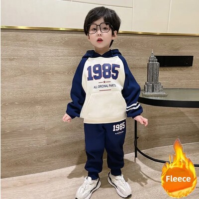 Haine elegante pentru copii pentru băieți, colecția de primăvară-toamnă 2023, noua ținută de iarnă, căptușită cu lână, costum sport, lână pentru bebeluși