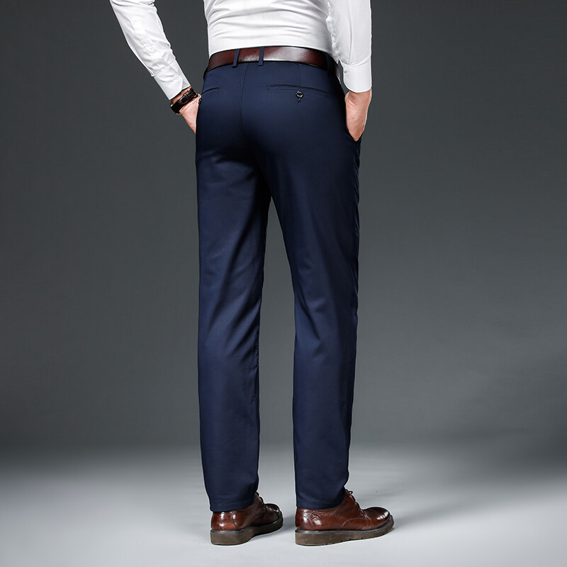 Pantaloni casual din fibră de bambus pentru bărbați, 2024, stil clasic, modă de afaceri, pantaloni din bumbac elastic kaki, haine de marcă masculină