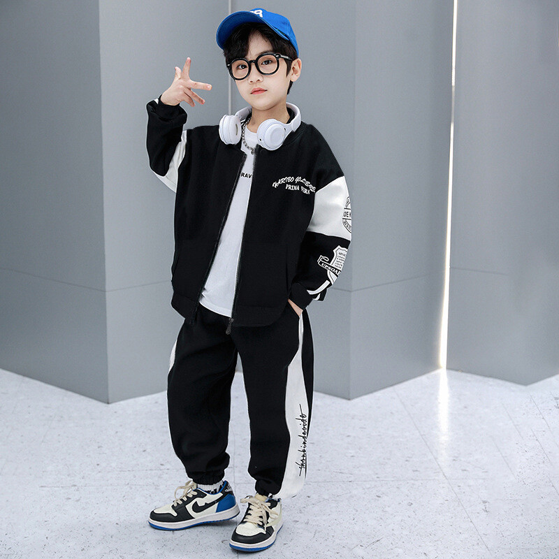 2023 toamna iarna Trening băiat mozaic Haine pentru adolescent jachetă fermoar + pantaloni cu dungi la gleznă Set copii 5 7 10 12 ani