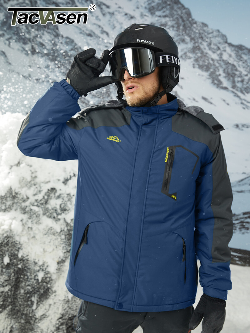 TACVASEN Fleece Μπουφάν πεζοπορίας Ανδρικά αδιάβροχα μπουφάν για Snowboard Ski Αφαιρούμενα μπουφάν με κουκούλα Μπουφάν βροχής Parka Winter outwear