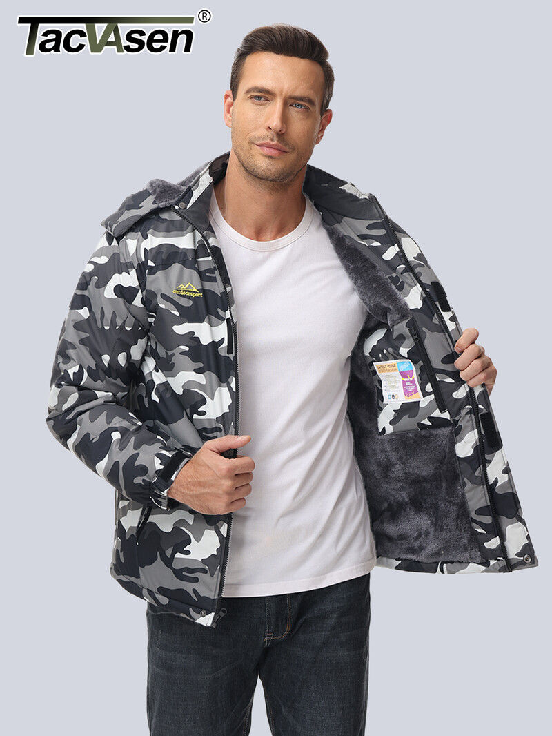 TACVASEN Fleece Μπουφάν πεζοπορίας Ανδρικά αδιάβροχα μπουφάν για Snowboard Ski Αφαιρούμενα μπουφάν με κουκούλα Μπουφάν βροχής Parka Winter outwear