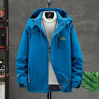 Zimska jakna od flisa, muška, ležerna, topla, podstavljena pamučna jakna, muška modna jakna s kapuljačom, vanjski kaput otporan na vjetar, parke, velika veličina