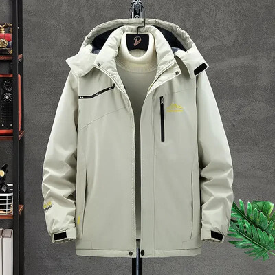 Zimska jakna od flisa, muška, ležerna, topla, podstavljena pamučna jakna, muška modna jakna s kapuljačom, vanjski kaput otporan na vjetar, parke, velika veličina