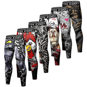 Мъжки панталони No Gi Jiu Jitsu BJJ Spats Leggings MMA Дигитален печат Компресия Тренировка Чорапогащник Бокс Бягане Основен слой Панталони