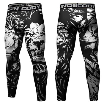 Мъжки панталони No Gi Jiu Jitsu BJJ Spats Leggings MMA Дигитален печат Компресия Тренировка Чорапогащник Бокс Бягане Основен слой Панталони