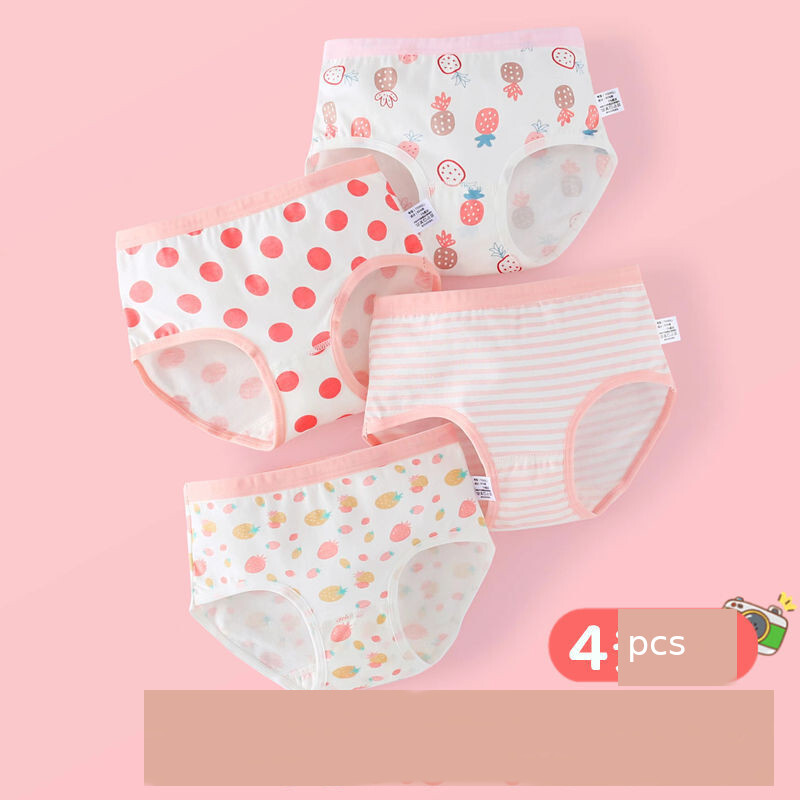 Vaikiški apatiniai grynos medvilnės moteriškos trikampės kelnės didelės ir mažos 3 kūdikių plonos mergaičių grynos medvilnės A tipo