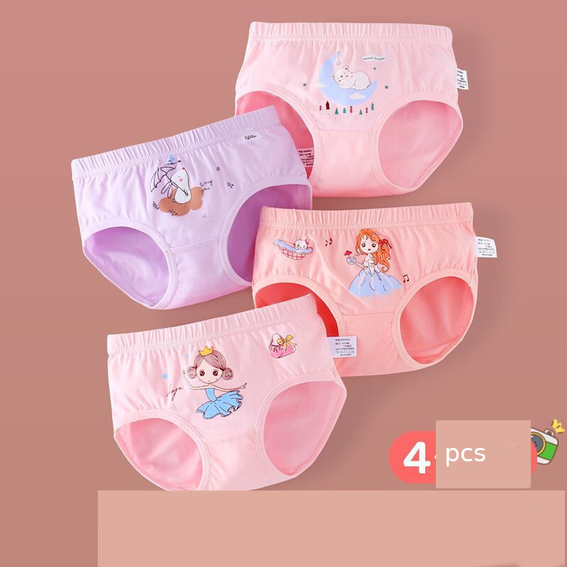 Vaikiški apatiniai grynos medvilnės moteriškos trikampės kelnės didelės ir mažos 3 kūdikių plonos mergaičių grynos medvilnės A tipo