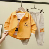 ildren's ανοιξιάτικο κοστούμι, ildren's Fashionable Smiling Face, ildren's Spring Clothing, Baby Casual Σετ δύο τεμαχίων, Trendy