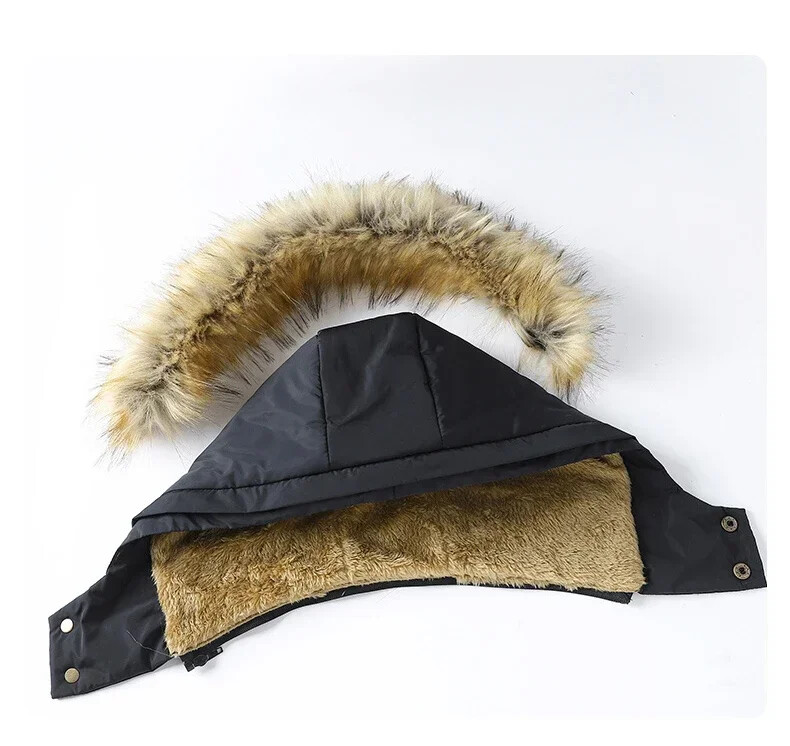 2024 Noi pentru bărbați, iarnă, toamnă, îmbrăcăminte de lucru, parka neagră, căptușită cu lână groasă, caldă, cu glugă, guler de blană, mărime masculină, jachetă de pluș, 5XL