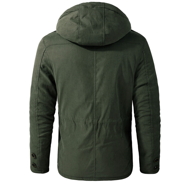 Winter Fleece Parkas Ανδρικά Ζεστά Αντιανεμικά Μπουφάν Ανδρικό παλτό Parka με κουκούλα Ανδρική γούνα Εξωτερικά ρούχα Casual Μπουφάν με επένδυση από βαμβάκι