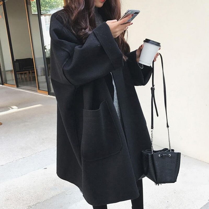 Εξωτερικά ρούχα Κομψό Μονόχρωμο Φθινοπωρινό Ανοιξιάτικο Πανωφόρι Oversized Γυναικείο Πανωφόρι Καθαρό Χρώμα Γυναικείο Ένδυμα