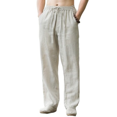 Nove muške lanene hlače Trenirka Jednobojne prozračne hlače Pamučne fitness lagane ležerne ljetne muške hlače za plažu