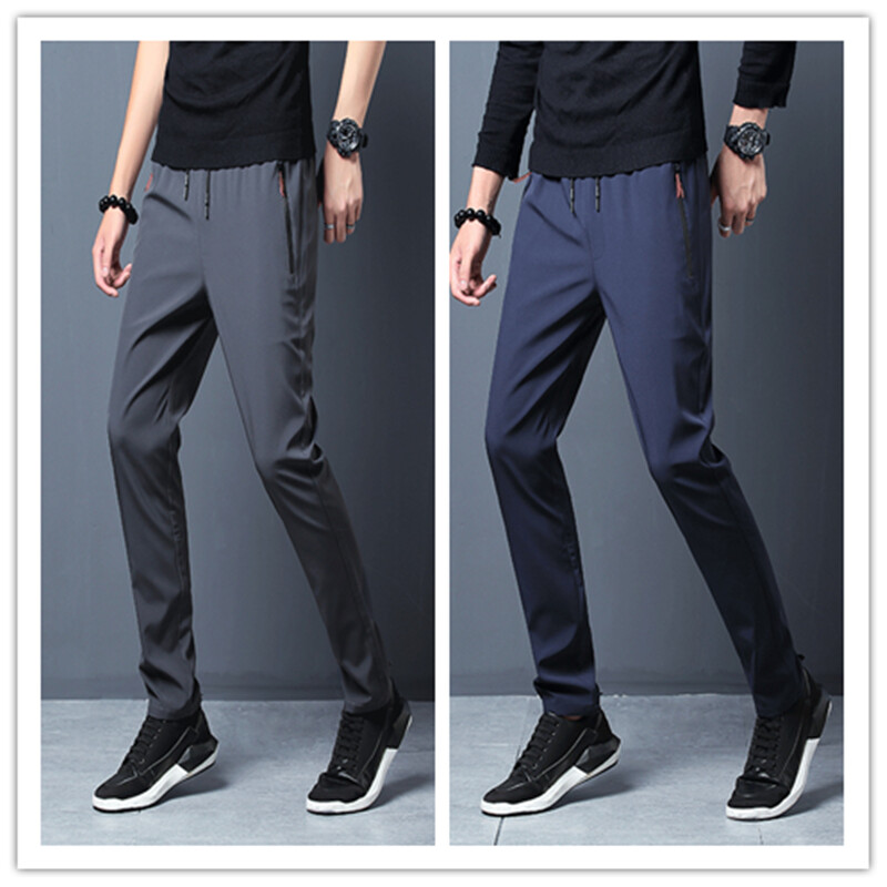 Καλοκαιρινό ανδρικό ice μεταξωτό παντελόνι casual slim fit κορεατική έκδοση ice silk παντελόνι αθλητικό παντελόνι ίσιο σωλήνα γρήγορο στέγνωμα p