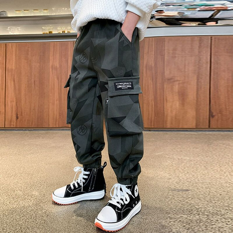 Ανοιξιάτικο Φθινόπωρο Loose Casual Trendy Παιδικά Παντελόνια Φαρδιά πόδια Καμουφλάζ Παιδικό Παντελόνι Βαμβακερό Μικτό Ύφασμα Ψηλόμεση