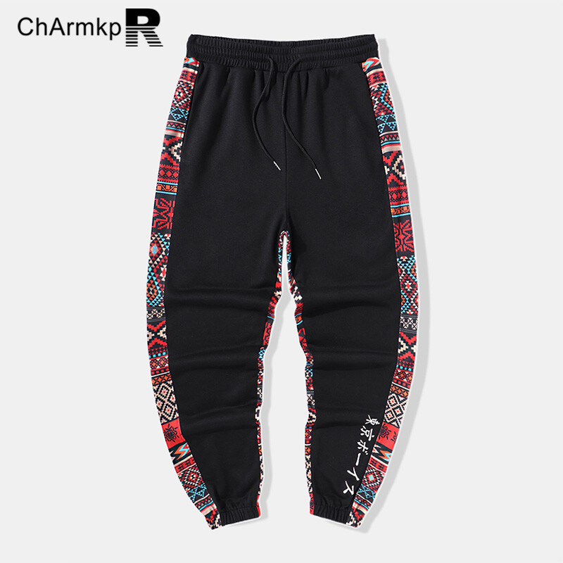Ljeto ChArmkpR 2024 Muška odjeća Modne duge hlače Geometrijski uzorak Patchwork Hlače s uzicom Ulične hlače S-2XL
