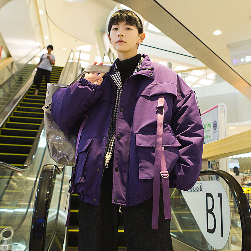 Νέες κορδέλες τσέπες Χειμερινό μπουφάν Ανδρικό χοντρό Hip Hop Streetwear Parka Ανδρικά Παλτό Casual Ανδρικά μπουφάν με επένδυση Ανδρικά ρούχα Μέγεθος ΗΠΑ