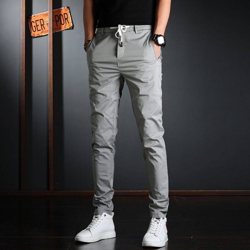 Ανδρικό μαύρο casual παντελόνι καλοκαιρινό κορεατικό ελαφρύ παντελόνι σε 4 χρώματα