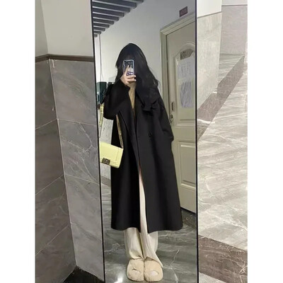 2023, nou sosire, pardesiu de lână, de lungime medie, în stil coreean, jachetă de lână cu senzație de înaltă calitate, în stil coreean, pentru toamnă/iarnă