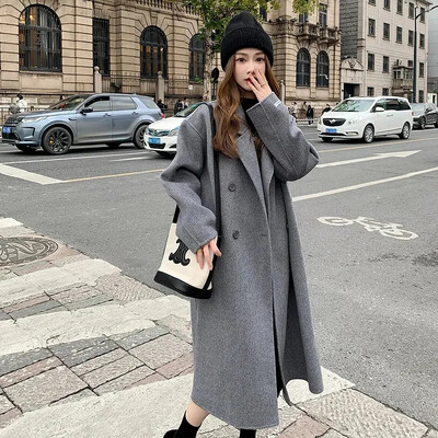 2023, nou sosire, pardesiu de lână, de lungime medie, în stil coreean, jachetă de lână cu senzație de înaltă calitate, în stil coreean, pentru toamnă/iarnă